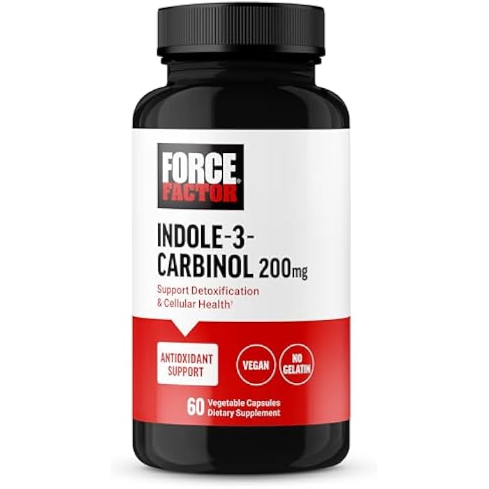 Force Factor Indole 3 Carbinol 200mg Detox and Antioxidant Supplement, Detox for Men and Women with Antioxidants, Clinically Studied Dose, Vegan, No Gelatin, 60 Capsules - Image 1