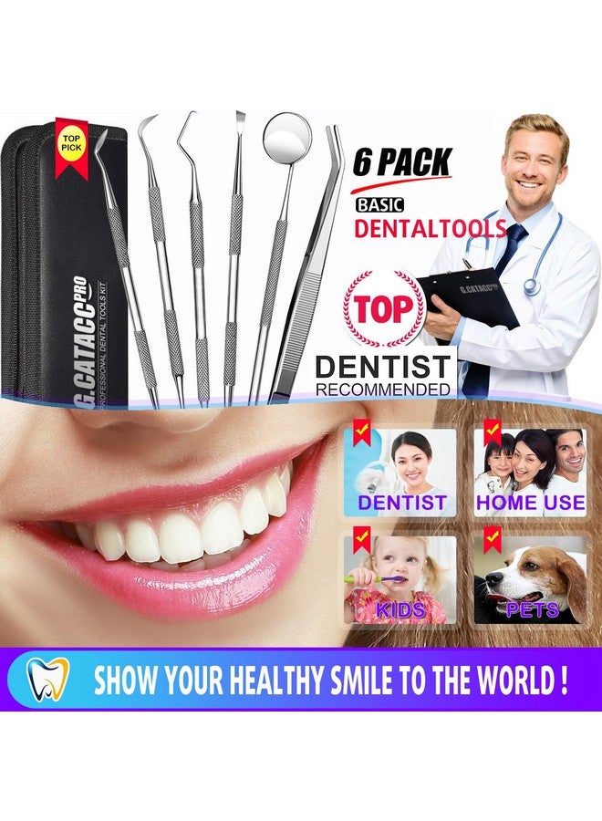 G.CATACC Dental Tools Dental Pick Teeth Cleaning Tools Dental Hygiene Kit Plaque Remover For Teeth Professional Stainless Steel Tooth Scraper Plaque Tartar Cleanerwith Case - Image 2