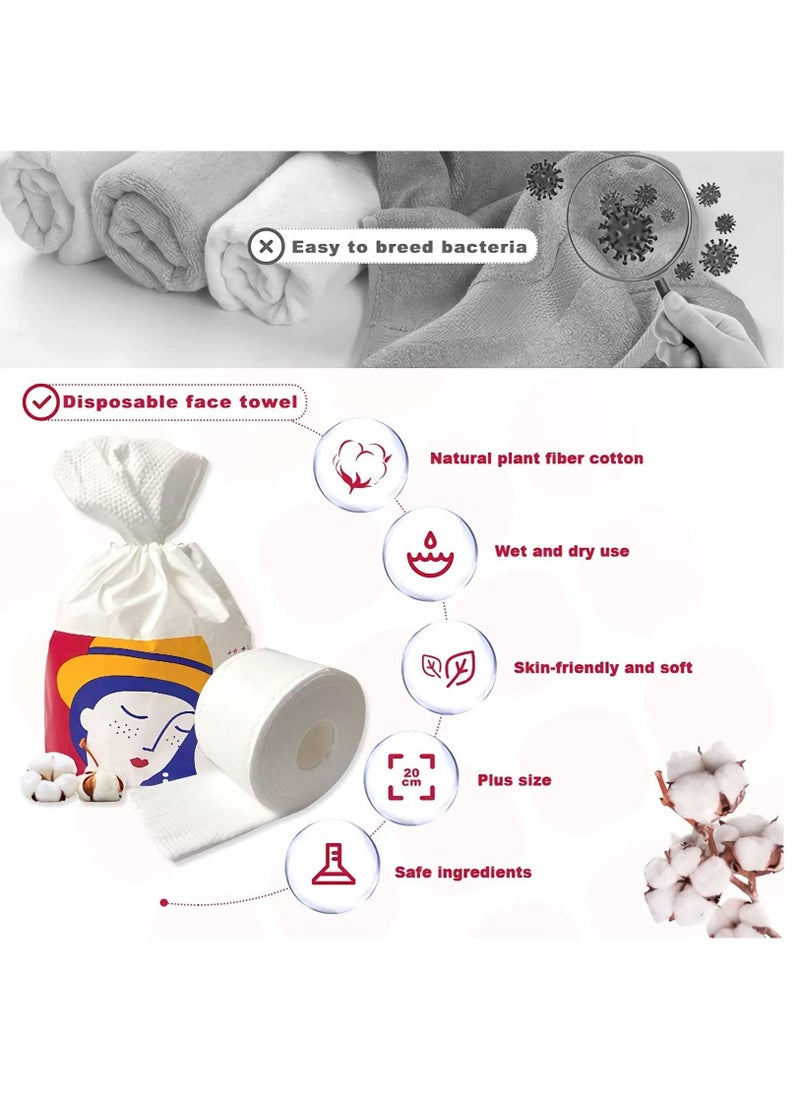 SYOSI - Disposable Face Towel, Soft Dry Wipe, Cotton Face Tissues, Biodegradable Facial Tissue, Lint Free Facial Cleansing Towels, 80 Count Extra Thick Dry and Wet Use for Sensitive Skin - Image 1