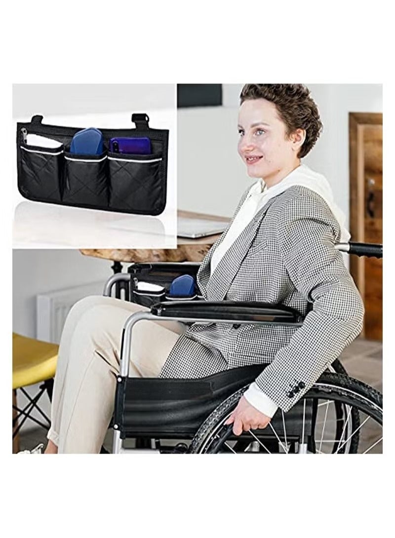 ملحقات مسند ذراع الكرسي المتحرك، حقائب جانبية للتعليق على الجانب مع حقائب المشي برايت لاين، تخزين أسود مقاوم للماء، هدايا عيد الأم للآباء للمنزل والهواء الطلق، عربة الأطفال - Image 3