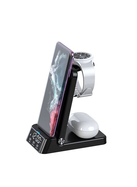 Wireless Charger 3-in-1 Wireless Charging Desktop Standing Clock Wireless Charging Compatible with iPhone 11,12,13,14 Multi-function Dock