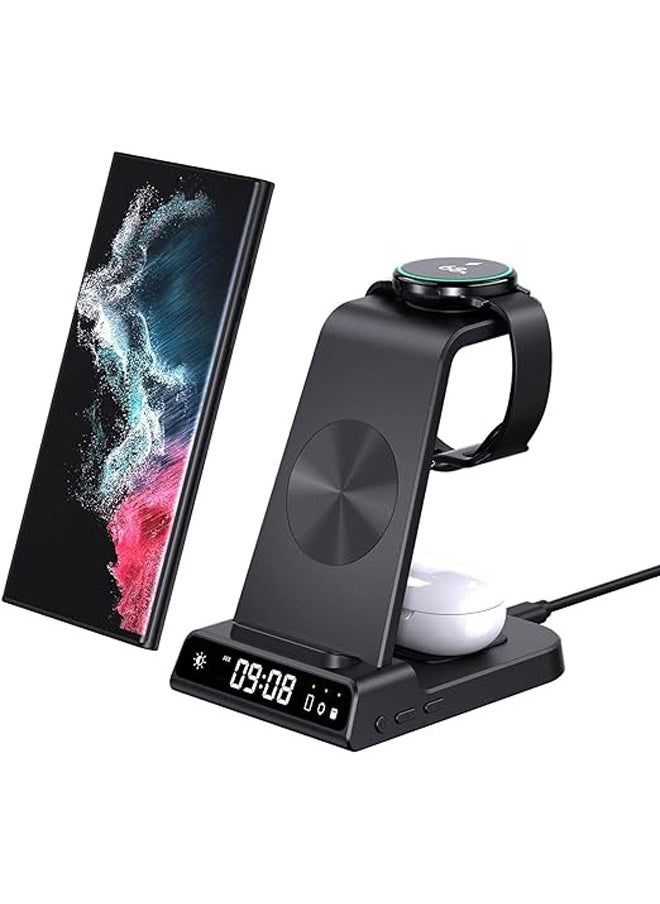 Wireless Charger 3-in-1 Wireless Charging Desktop Standing Clock Wireless Charging Compatible with iPhone 11,12,13,14 Multi-function Dock