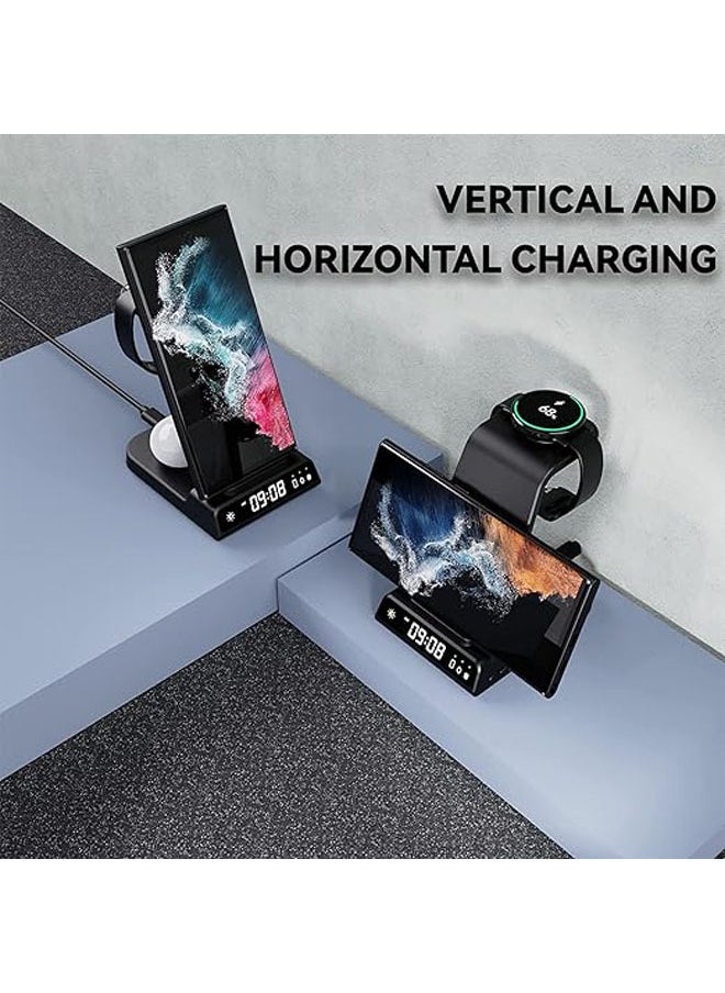 Wireless Charger 3-in-1 Wireless Charging Desktop Standing Clock Wireless Charging Compatible with iPhone 11,12,13,14 Multi-function Dock