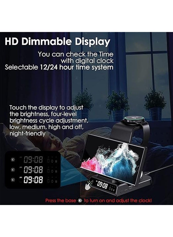 Wireless Charger 3-in-1 Wireless Charging Desktop Standing Clock Wireless Charging Compatible with iPhone 11,12,13,14 Multi-function Dock