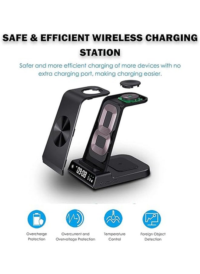 Wireless Charger 3-in-1 Wireless Charging Desktop Standing Clock Wireless Charging Compatible with iPhone 11,12,13,14 Multi-function Dock