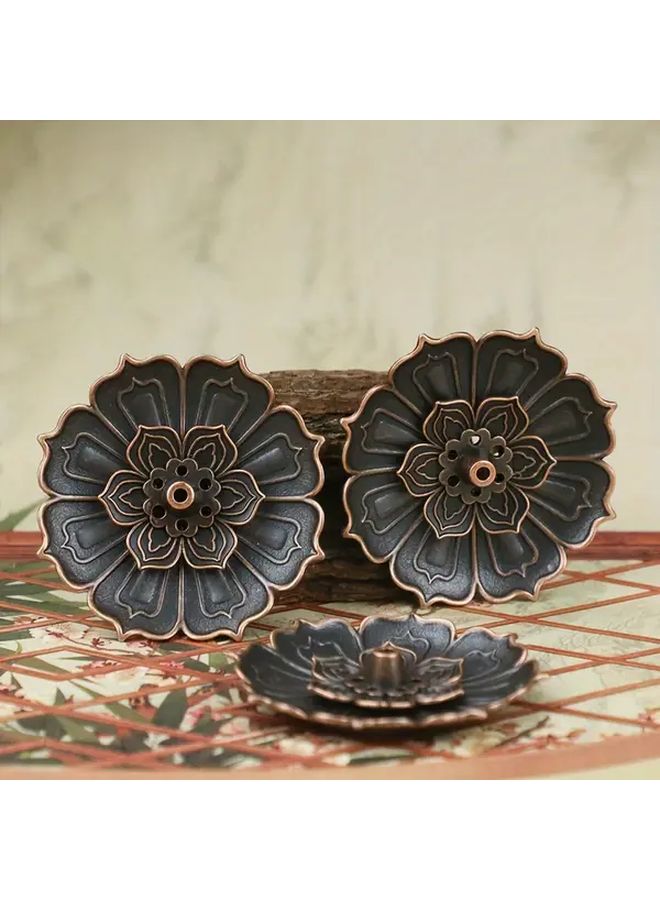Lotus Incense Burner Zinc Alloy Tibetan Style Incense Holder Feng Shui Wealth Ornament Zen Gift - Image 4