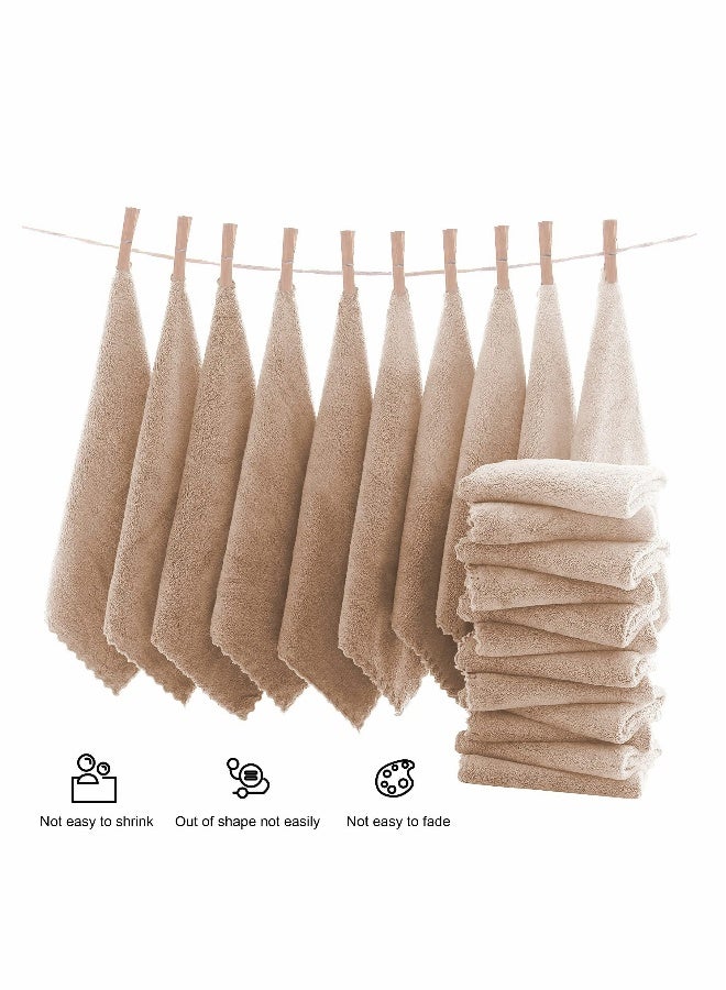 مجموعة من مناشف الحمام الفاخرة فائقة النعومة - 12 × 12 بوصة - 24 قطعة - سريعة الجفاف - تمتص الرطوبة بكفاءة من قماش كورال (بيج)
