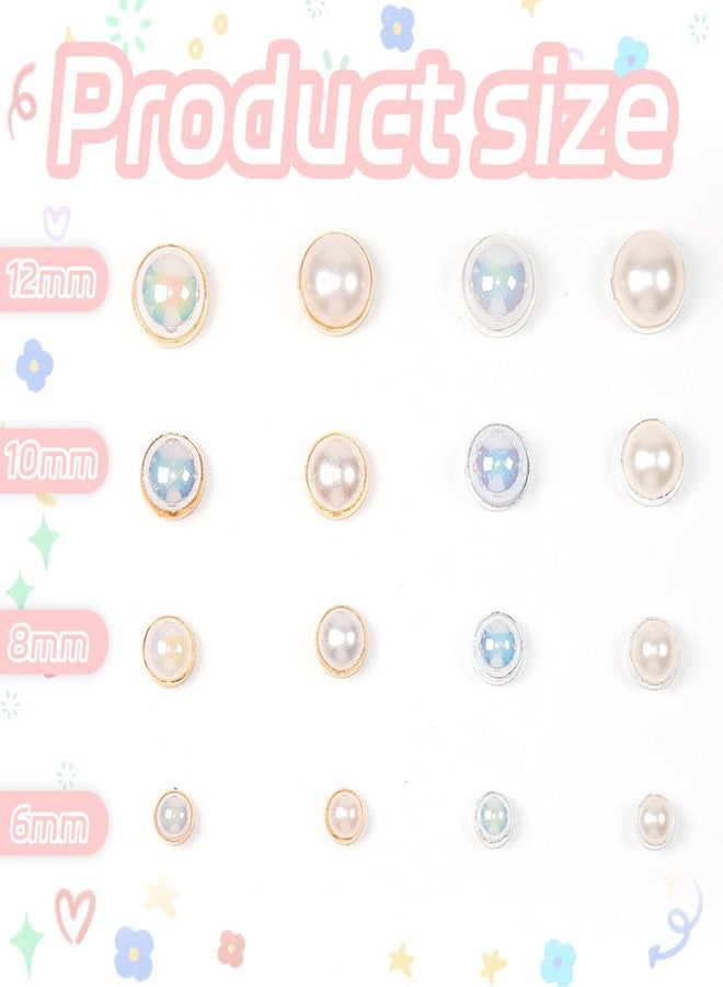 silllule 200Pcs Pearl Sew on Rhinestones for Crafting,8mm Claw Pearl Embellished Rhinestoness for DIY,Half Round Pearls for for Crafting Jewelry Handicrafts Clothes Bag Shoes-White(Silver Claw) - Image 2