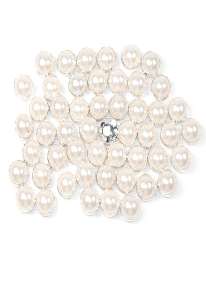 silllule 200Pcs Pearl Sew on Rhinestones for Crafting,8mm Claw Pearl Embellished Rhinestoness for DIY,Half Round Pearls for for Crafting Jewelry Handicrafts Clothes Bag Shoes-White(Silver Claw) - Image 1