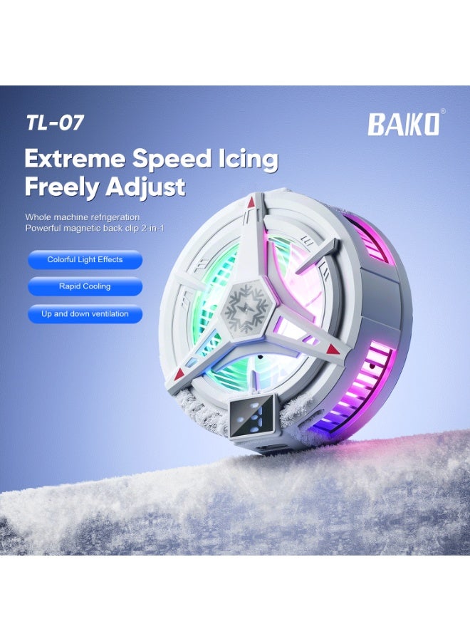 BAIKO TL07 Magnetic Semiconductor Mobile Phone Cooler with Digital Display, Silent Cooling Fan, RGB Lights & Silicone Radiator for Gaming Smartphones - Image 2
