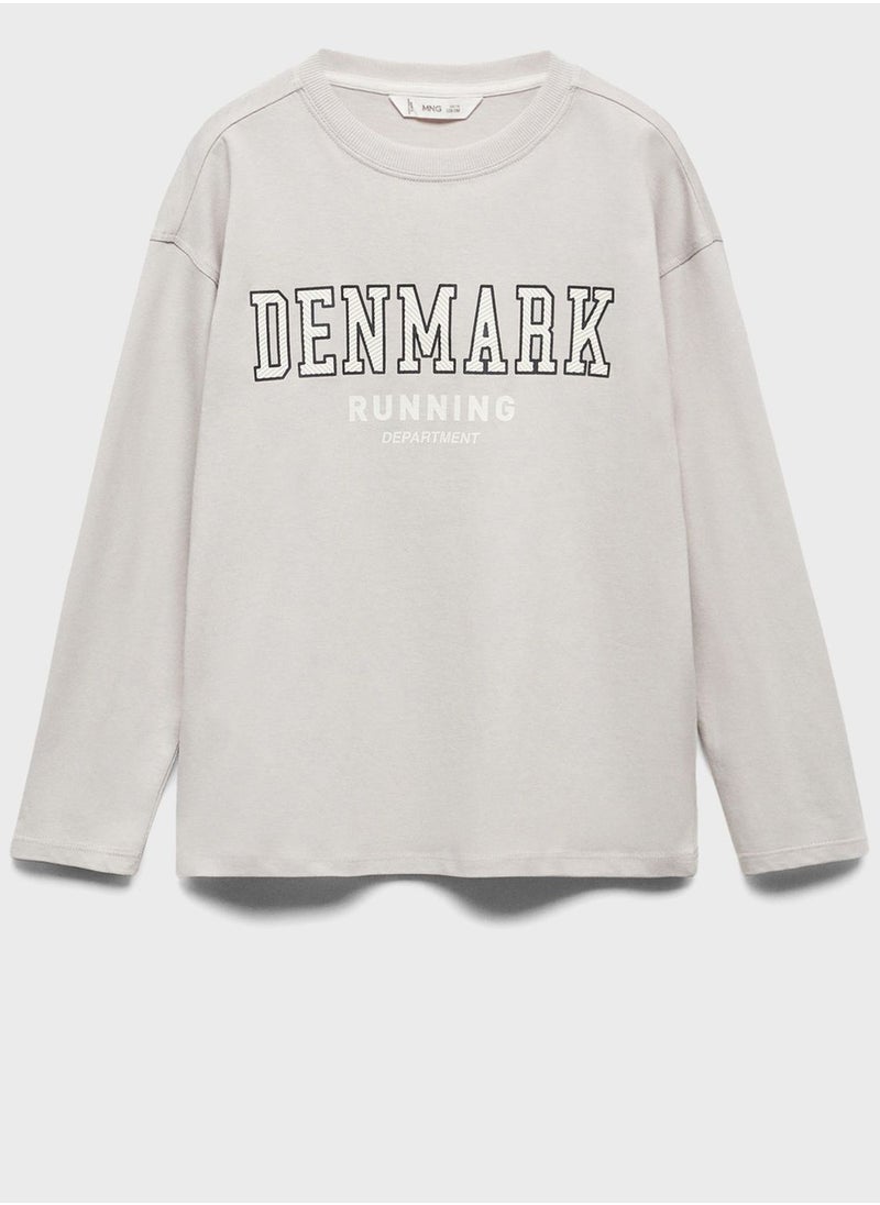 MANGO - Kids Text Print T-Shirt - Image 1
