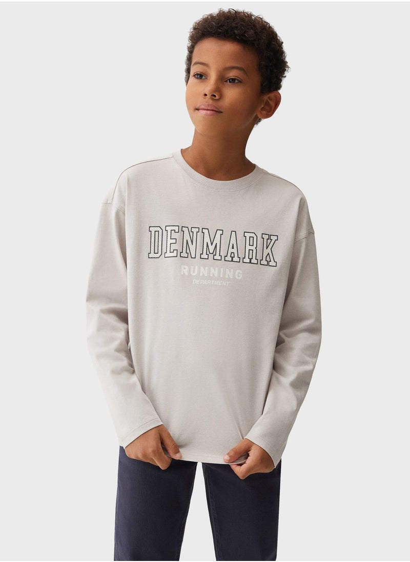 MANGO - Kids Text Print T-Shirt - Image 1