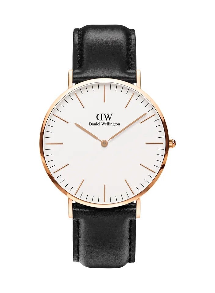 Daniel Wellington Classic Sheffield Watches for Mens with Italian Black Leather Strap - 40mm