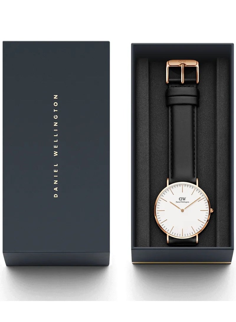 Daniel Wellington Classic Sheffield Watches for Mens with Italian Black Leather Strap - 40mm
