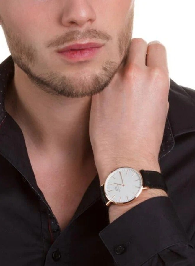 Daniel Wellington Classic Sheffield Watches for Mens with Italian Black Leather Strap - 40mm