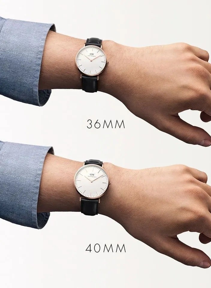 Daniel Wellington Classic Sheffield Watches for Mens with Italian Black Leather Strap - 40mm