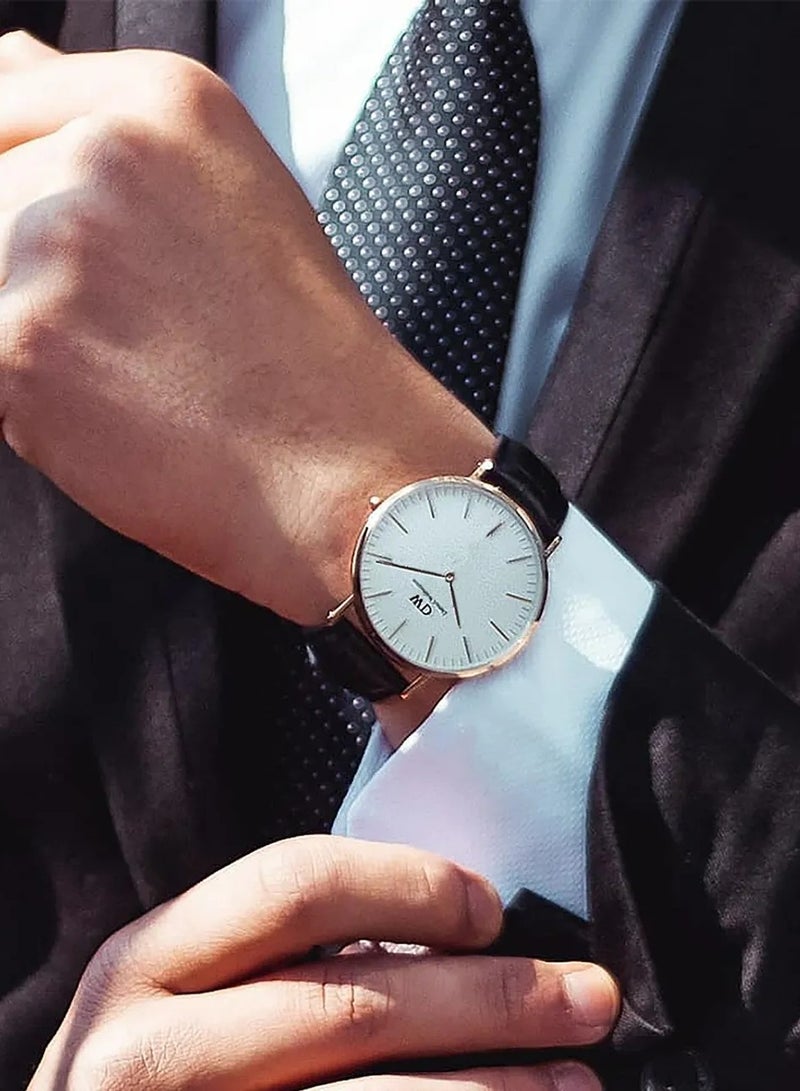 Daniel Wellington Classic Sheffield Watches for Mens with Italian Black Leather Strap - 40mm