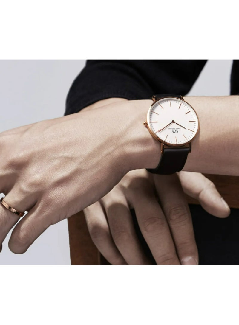 Daniel Wellington Classic Sheffield Watches for Mens with Italian Black Leather Strap - 40mm