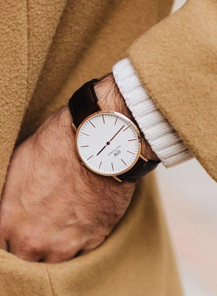 Daniel Wellington Classic Sheffield Watches for Mens with Italian Black Leather Strap - 40mm