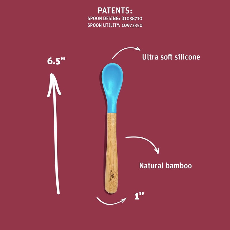 Avanchy Bamboo  Silicone Infant Training Spoons BPA Free  Soft Tip Easy on Gums First Stage Feeding Utensils for BabyLed Weaning SelfFeeding Assorted wBlue - Image 2
