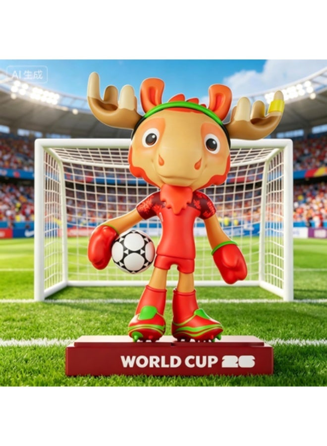 FIFA 2026 FIFA World Cup Mascot Figurine - Red Moose with Football, Display Box Included - Image 1