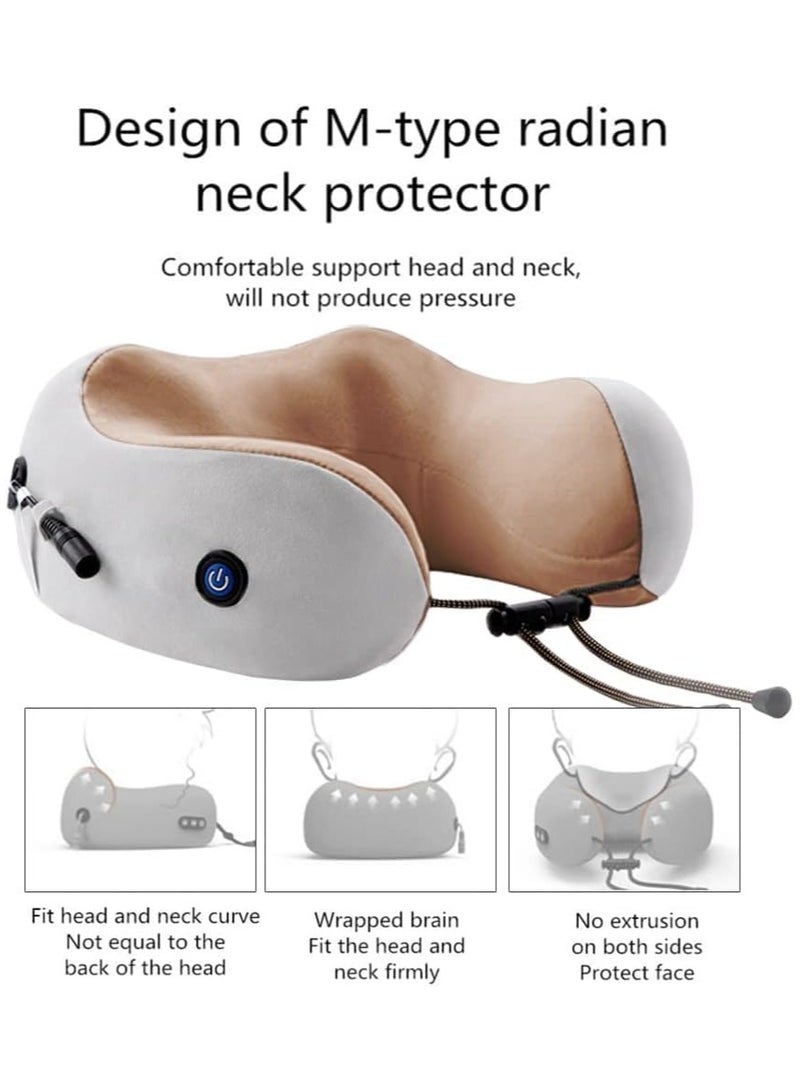 U-shaped Massage Pillow Electric Neck Massager 15min Timing Comfortable Vibration Massage Built-in Battery Massaging Neck Pillow for Neck Relax Pain Relief - Image 2