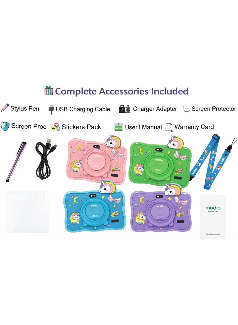 Modio Tab M71 Kids Tablet 7 Inch HD Display, 6GB RAM + 128GB ROM, Dual Camera, 3000mAh Battery, Shockproof Unicorn Case with Stylus & Accessories – Blue (Pink)) - Image 5