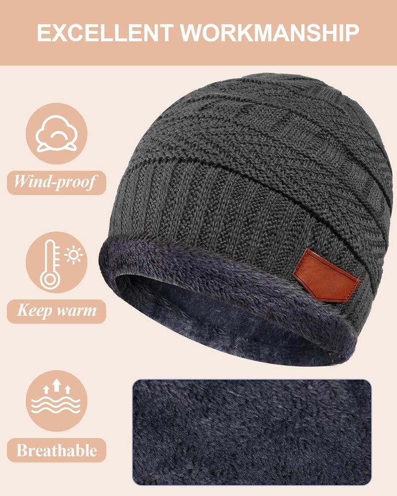 Syhood 4 Sets Kids Winter Hat and Scarf Set Warm Fleece Lining Beanie Hats Knitted Cap Scarf for 5-14 Years Boys Girls - Image 3