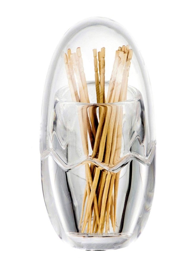 Yakri Acrylic Toothpick Holder Dispenser Organizer Clear Storage Box with Lid (Egg Shape), YTBH-08363 - Image 1