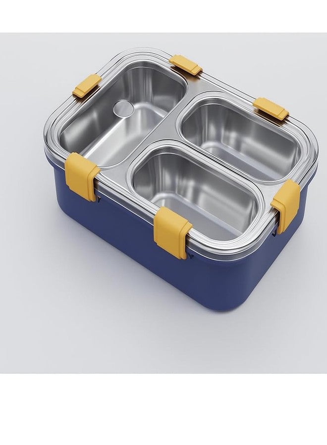 Japak 3-Compartment Stainless Steel Lunch Box for Office & School | Leak-Proof Bento Tiffin Box with Airtight Lid | BPA-Free, Durable & Portable Food Container 1 pcs - Image 1