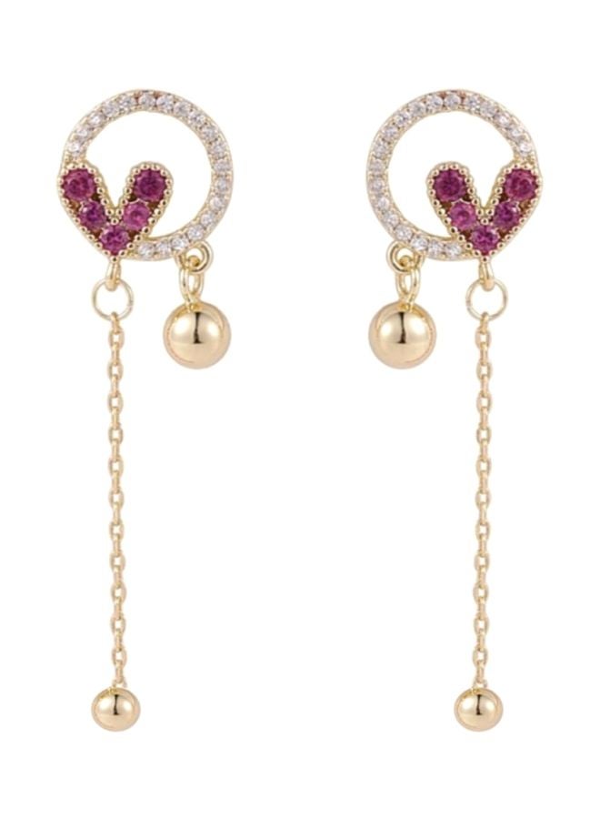 اليشمك أقراط متدلية بتصميم رفيع مصنوعة من الفضة الإسترلينية عيار 925 ومرصعة بحجر الراين - Image 1