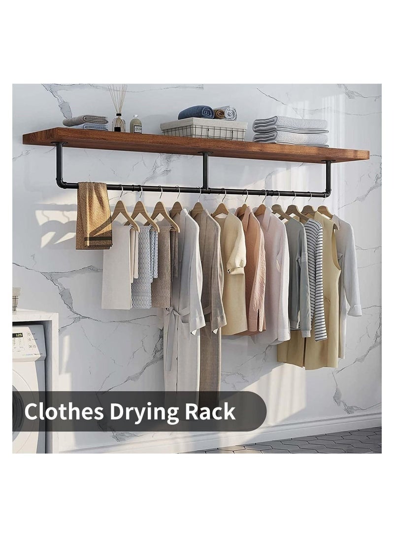 Arabest Clothes Rack Wall Mounted, Heavy Duty Iron Garment Bar with 3 S-Shaped Hooks, Industrial Pipe Garment Rack Detachable Adjustable - Image 4