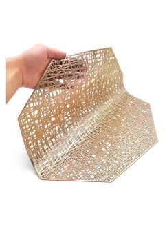 Anmi 6 PCS  PVC place mat  heat Insulation washable gold table mats Hollow out placemats  - Image 3