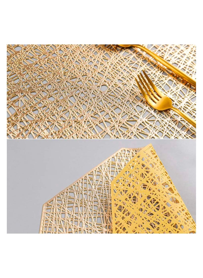 Anmi 6 PCS  PVC place mat  heat Insulation washable gold table mats Hollow out placemats  - Image 2