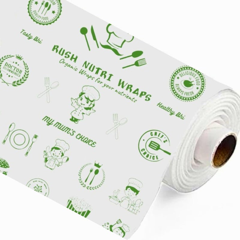 RUSH NOTE BOOKS Rush Premium 50 Mtr Nutri Wrap Food Wrapping Paper with Sealing Sticker, Non-Sticky Butter Paper for Roti Use as Parchment for baking cake or roti clothes wrap - Image 2