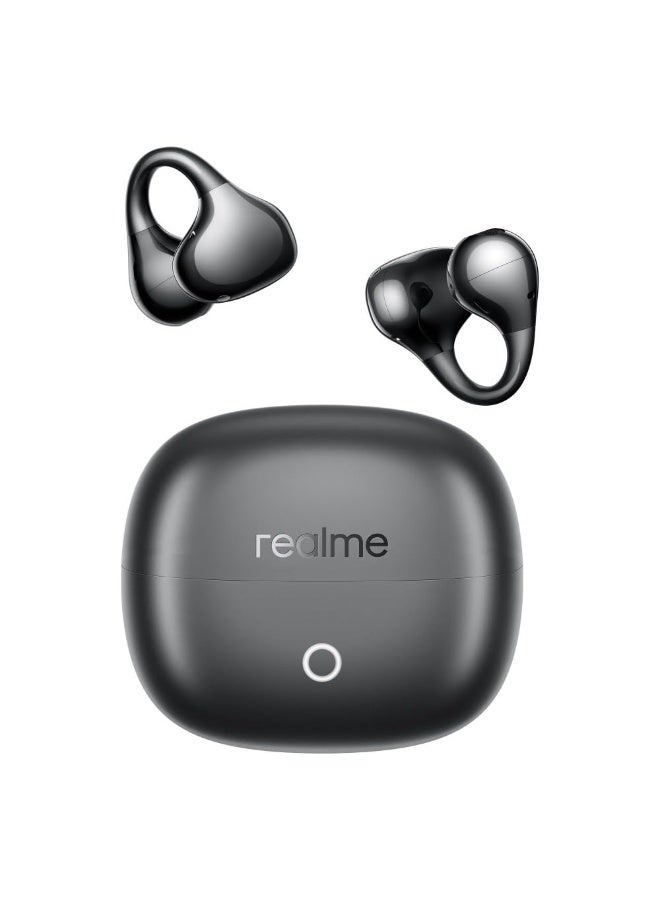 realme Buds Clip Open-Ear Wireless Earbuds with 11mm Dual Magnet Drivers, 3D Spatial Audio, 36H Playtime, AI ENC, IP55 Rating, and 45ms Low Latency (Titanium Black) Titanium Black - Image 1