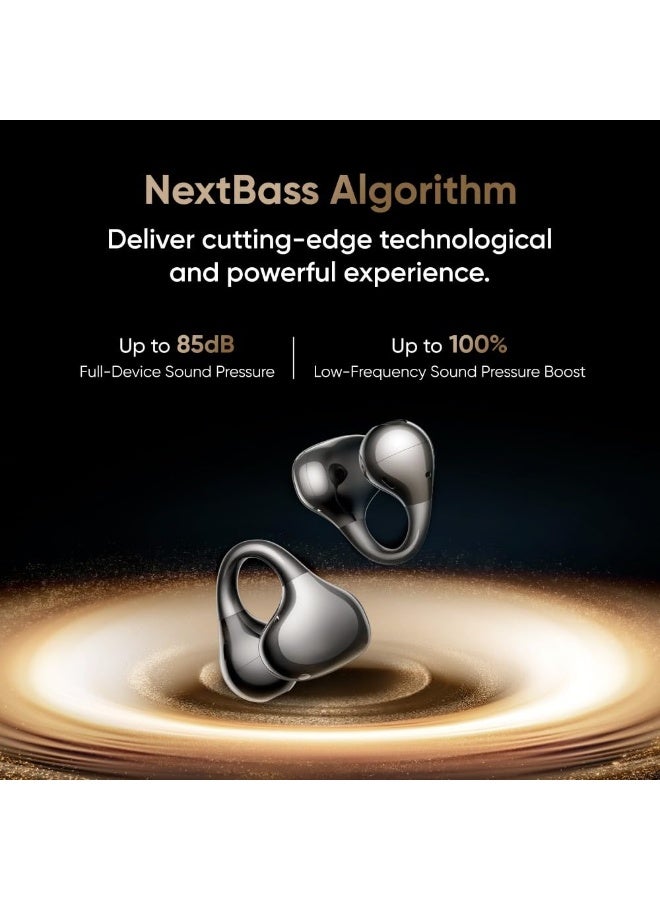 realme Buds Clip Open-Ear Wireless Earbuds with 11mm Dual Magnet Drivers, 3D Spatial Audio, 36H Playtime, AI ENC, IP55 Rating, and 45ms Low Latency (Titanium Black) Titanium Black - Image 5