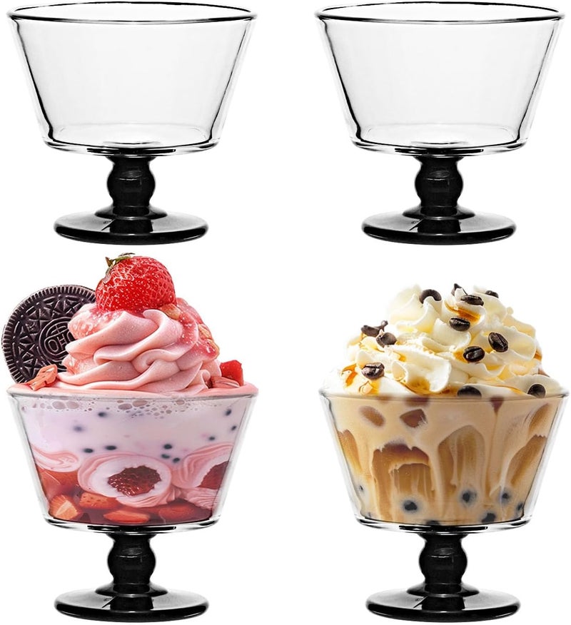 CHPINDAM 9oz Glass Dessert Bowlsice cream sundae bowls Set of 4Dessert Cups for Ice Cream Fruit Pudding small snacks Yogurt and Appetizers 4 - Image 1