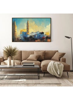 Home Gallery A Painting Of A Harbor With Boats And A Lighthouse In The Background Framed Wall Art  - Image 5