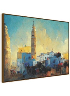 Home Gallery A Painting Of A Harbor With Boats And A Lighthouse In The Background Framed Wall Art  - Image 4