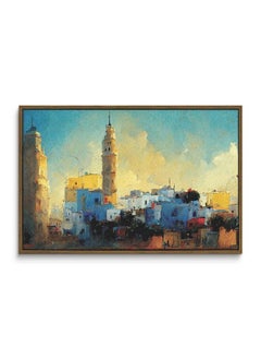Home Gallery A Painting Of A Harbor With Boats And A Lighthouse In The Background Framed Wall Art  - Image 2