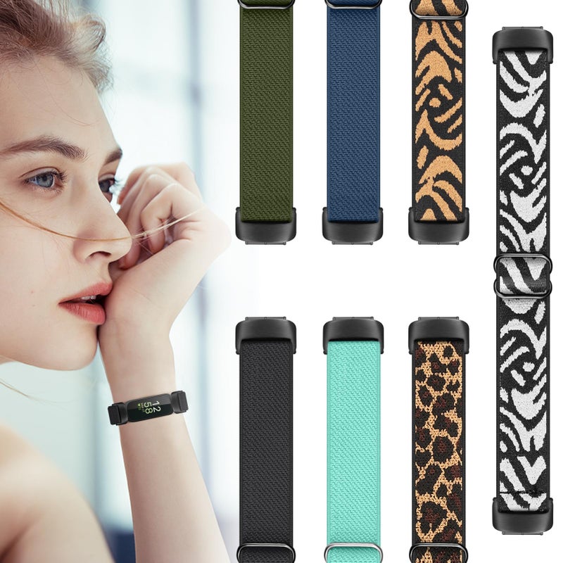 FINTIE Elastic Bands Compatible with Fitbit Inspire 3 2 HR 1 / Ace 3 2, Adjustable Stretchy Nylon Loop Band Breathable Replacement Strap Accessory Wristband, Black - Image 3