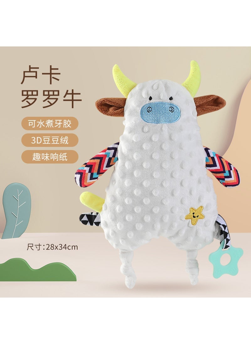 New 3D Animal Baby Soother Dolls with Teether Lucarro cow soothing sleeping doll (bag) 70.2g volume weight 275g