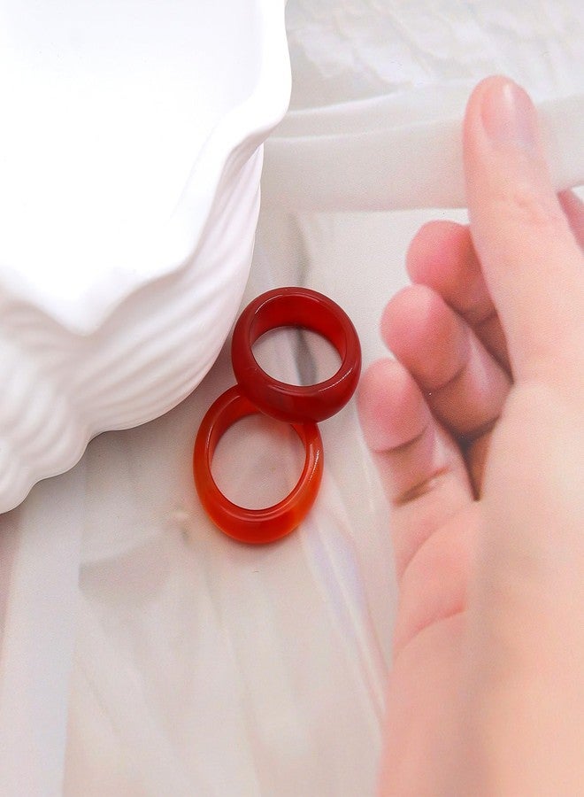 FUTIMELY 2Pcs 6mm Red Carnelian Crystal Rings Set for Women Agate Carnelian Stone Stackable Band Ring (8) - Image 4