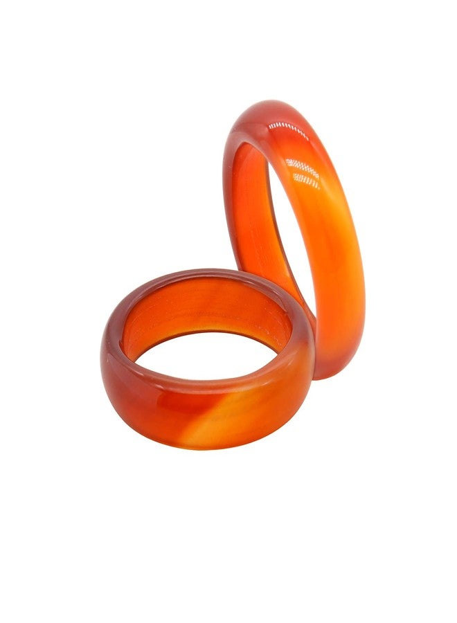 FUTIMELY 2Pcs 6mm Red Carnelian Crystal Rings Set for Women Agate Carnelian Stone Stackable Band Ring (8) - Image 1