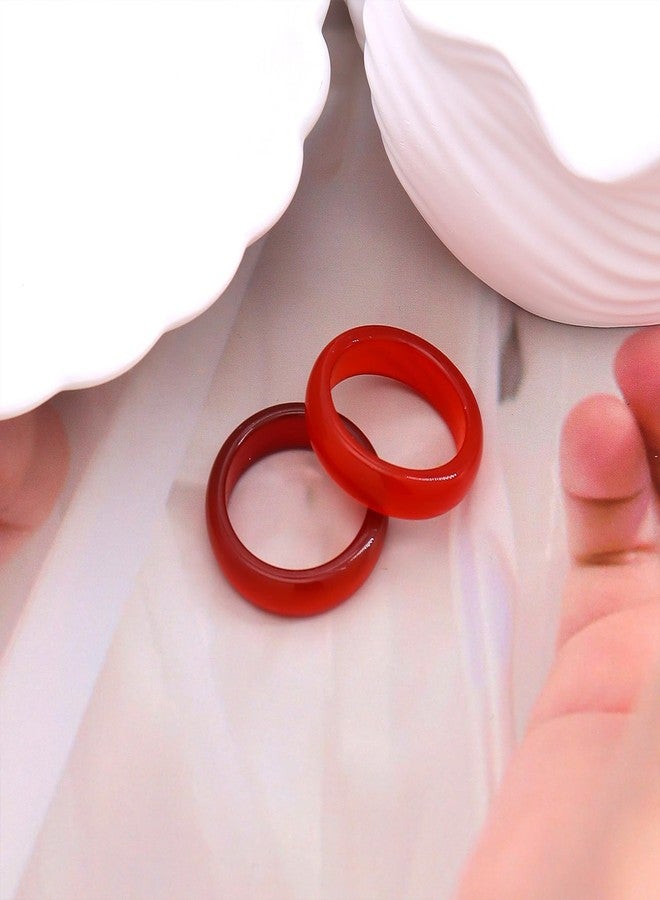 FUTIMELY 2Pcs 6mm Red Carnelian Crystal Rings Set for Women Agate Carnelian Stone Stackable Band Ring (8) - Image 5