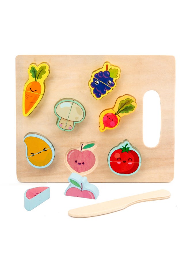 Fruit Cutting Music Watching Three-dimensional Puzzle Children's Puzzle Early Education Fruit And Vegetable Cognition Play House Puzzle Building Blocks-Color:Fruit Cut To See Carrot Style  - Image 1
