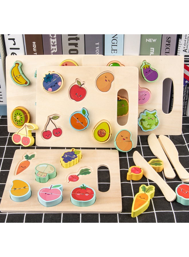 Fruit Cutting Music Watching Three-dimensional Puzzle Children's Puzzle Early Education Fruit And Vegetable Cognition Play House Puzzle Building Blocks-Color:Fruit Cut To See Carrot Style  - Image 3