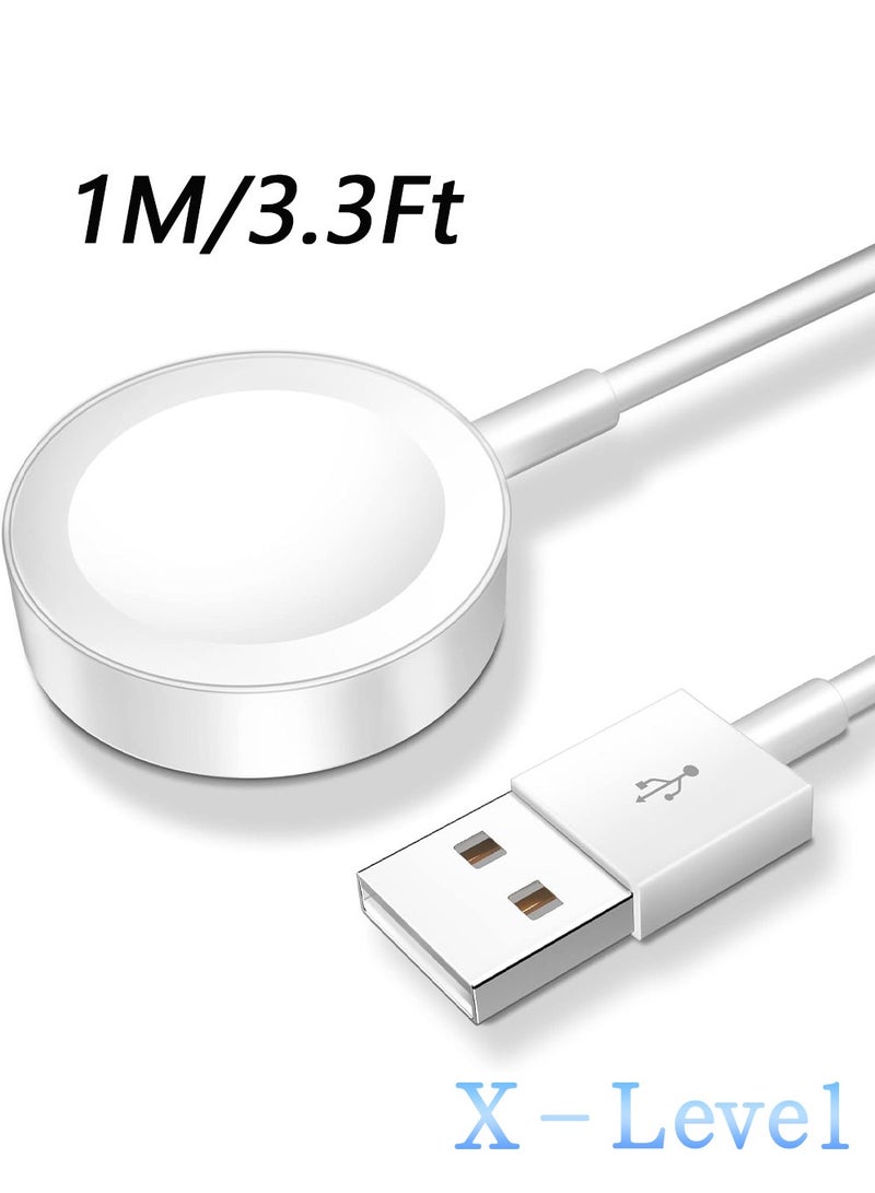 X-level Apple Watch Charger Magnetic Fast Charging Cable [Portable] Magnetic Wireless Charging Compatible with iWatch Series Ultra/10/9/8/7/6/SE/5/4/3/2-[3.3FT] White - Image 1