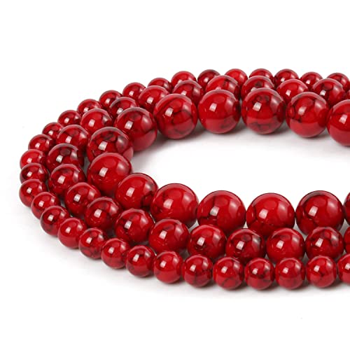 Xilitata Beads for Bracelets Red Beads 6MM Beads Red Turquoise Bead Crystal Gemstone Beads for Bracelets, Natural Stone Beads for Jewelry Making 60pcs - Image 2